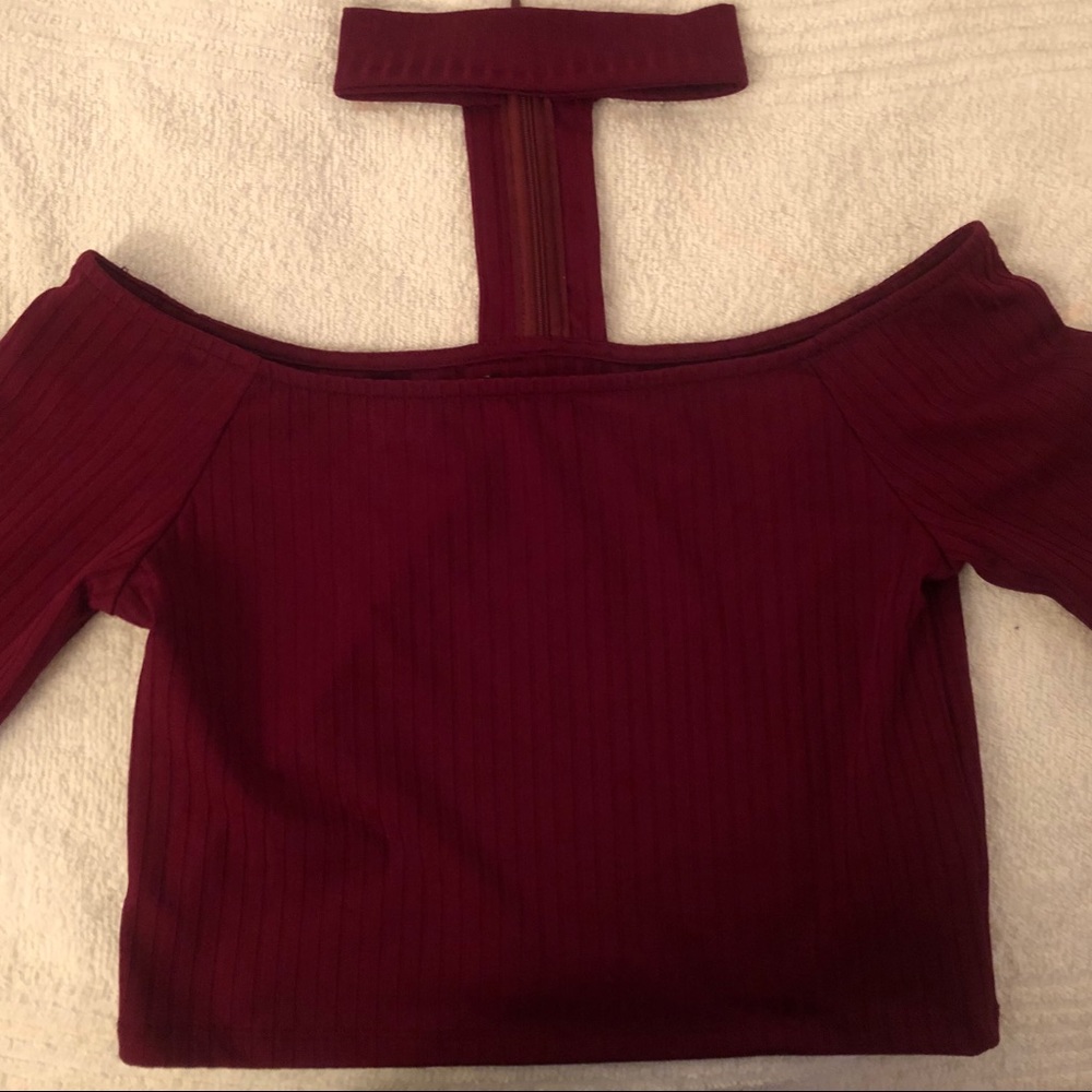 Forever 21 strapless long sleeve crop top